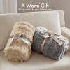 Madison Park Ruched Fur Luxury Throw Premium Soft Cozy Brushed Long Faux Fur For Bed, Couch or Sofa , 50×60″ , Ivory(Grey)