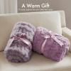 Madison Park Ruched Fur Luxury Throw Premium Soft Cozy Brushed Long Faux Fur For Bed, Couch or Sofa , 50×60″ , Ivory(Lavender Gray)