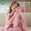 Madison Park Ruched Fur Luxury Throw Premium Soft Cozy Brushed Long Faux Fur For Bed, Couch or Sofa , 50×60″ , Ivory(Pink)