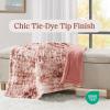 Madison Park Ruched Fur Luxury Throw Premium Soft Cozy Brushed Long Faux Fur For Bed, Couch or Sofa , 50×60″ , Ivory(Pink Tie Dye)