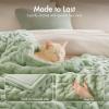 Madison Park Ruched Fur Luxury Throw Premium Soft Cozy Brushed Long Faux Fur For Bed, Couch or Sofa , 50×60″ , Ivory(Sage Green)
