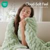 Madison Park Ruched Fur Luxury Throw Premium Soft Cozy Brushed Long Faux Fur For Bed, Couch or Sofa , 50×60″ , Ivory(Sage Green)