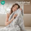 Madison Park Ruched Fur Luxury Throw Premium Soft Cozy Brushed Long Faux Fur For Bed, Couch or Sofa , 50×60″ , Ivory(Silver Grey)