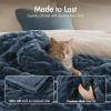 Madison Park Ruched Fur Luxury Throw Premium Soft Cozy Brushed Long Faux Fur For Bed, Couch or Sofa , 50×60″ , Ivory(Slate Blue)