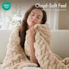 Madison Park Ruched Fur Luxury Throw Premium Soft Cozy Brushed Long Faux Fur For Bed, Couch or Sofa , 50×60″ , Ivory(Tan)