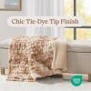 Madison Park Ruched Fur Luxury Throw Premium Soft Cozy Brushed Long Faux Fur For Bed, Couch or Sofa , 50×60″ , Ivory(Tan Tie Dye)