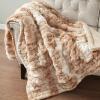 Madison Park Ruched Fur Luxury Throw Premium Soft Cozy Brushed Long Faux Fur For Bed, Couch or Sofa , 50×60″ , Ivory(Tan Tie Dye)