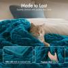 Madison Park Ruched Fur Luxury Throw Premium Soft Cozy Brushed Long Faux Fur For Bed, Couch or Sofa , 50×60″ , Ivory(Teal)