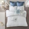 Madison Park Season Set, Matching Bed Skirt, Decorative-Pillows, Queen(90″x90″), Isla, Floral Medallion Blue 8 Piece(Blue)