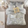 Madison Park Season Set, Matching Bed Skirt, Decorative-Pillows, Queen(90″x90″), Isla, Floral Medallion Blue 8 Piece(Yellow)