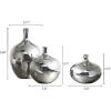 Madison Park Signature Ansen Ceramic Handmade Vase Set Home Décor – Metallic Accent Living Room Decoration Ideal for Shelf, Side Table, Mantle Ornaments, Multi Size, Bronze 3 Piece(Silver)