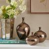 Madison Park Signature Ansen Ceramic Handmade Vase Set Home Décor – Metallic Accent Living Room Decoration Ideal for Shelf, Side Table, Mantle Ornaments, Multi Size, Bronze 3 Piece(Bronze)
