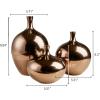 Madison Park Signature Ansen Ceramic Handmade Vase Set Home Décor – Metallic Accent Living Room Decoration Ideal for Shelf, Side Table, Mantle Ornaments, Multi Size, Bronze 3 Piece(Bronze)