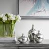 Madison Park Signature Ansen Ceramic Handmade Vase Set Home Décor – Metallic Accent Living Room Decoration Ideal for Shelf, Side Table, Mantle Ornaments, Multi Size, Bronze 3 Piece(Silver)