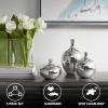 Madison Park Signature Ansen Ceramic Handmade Vase Set Home Décor – Metallic Accent Living Room Decoration Ideal for Shelf, Side Table, Mantle Ornaments, Multi Size, Bronze 3 Piece(Silver)