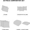 Madison Park Signature Cozy Comforter Set – All Season Bedding Combo Filled Insert and Removable Duvet Cover, Shams, Decorative Pillows, King (110 in x 96 in), Geometric Grey 10 Piece(Geometric Grey)