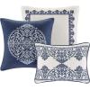 Madison Park Signature Cozy Comforter Set – All Season Bedding Combo Filled Insert and Removable Duvet Cover, Shams, Decorative Pillows, King (110 in x 96 in), Geometric Grey 10 Piece(Farmhouse Blue)