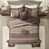 Madison Park Traditional Damask Design All Season, Lightweight Coverlet Bedspread Bedding Set, Matching Shams, Pillows, (102″x118″), Bellagio, Jacquard Grey, 5 Piece(Red/Brown)