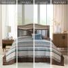 Madison Park Traditional Damask Design All Season, Lightweight Coverlet Bedspread Bedding Set, Matching Shams, Pillows, (102″x118″), Bellagio, Jacquard Grey, 5 Piece(Blue/Brown)