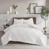 Madison Park Tufted Chenille 100% Cotton Duvet- Modern Luxe All Season Comforter Cover Bed Set with Matching Shams, Full/Queen(90″x90″), Palm Leaf Off White 3 Piece(Pacey  Ogee White)