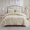 Madison Park Tufted Chenille 100% Cotton Duvet- Modern Luxe All Season Comforter Cover Bed Set with Matching Shams, Full/Queen(90″x90″), Palm Leaf Off White 3 Piece(Viola  Damsk Taupe)