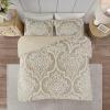 Madison Park Tufted Chenille Cotton Comforter, All Season Bedding Set, Matching Shams, Viola, Damask Off White King/Cal King(104″x92″) 3 Piece(Damask Taupe)
