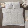 Madison Park Tufted Chenille Cotton Comforter, All Season Bedding Set, Matching Shams, Viola, Damask Off White King/Cal King(104″x92″) 3 Piece(Floral Grey)