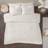 Madison Park Tufted Chenille Cotton Comforter, All Season Bedding Set, Matching Shams, Viola, Damask Off White King/Cal King(104″x92″) 3 Piece(Floral Off White)