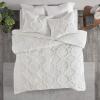 Madison Park Tufted Chenille Cotton Comforter, All Season Bedding Set, Matching Shams, Viola, Damask Off White King/Cal King(104″x92″) 3 Piece(Geometric Ogee White)