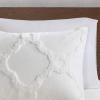 Madison Park Tufted Chenille Cotton Comforter, All Season Bedding Set, Matching Shams, Viola, Damask Off White King/Cal King(104″x92″) 3 Piece(Geometric Ogee White)