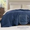 Madison Park Twin Blanket Quilted Microfiber, Satin Binding, 3M Scotchgard Moisture Wicking Treatment, Soft and Lightweight Summer Blanket for Couch, Windom, Twin, Orange(Satin Trim  Navy)