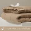 Madison Park Twin Blanket Quilted Microfiber, Satin Binding, 3M Scotchgard Moisture Wicking Treatment, Soft and Lightweight Summer Blanket for Couch, Windom, Twin, Orange(Satin Trim  Brown)