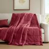 Madison Park Twin Blanket Quilted Microfiber, Satin Binding, 3M Scotchgard Moisture Wicking Treatment, Soft and Lightweight Summer Blanket for Couch, Windom, Twin, Orange(Satin Trim  Burgundy)