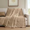 Madison Park Twin Blanket Quilted Microfiber, Satin Binding, 3M Scotchgard Moisture Wicking Treatment, Soft and Lightweight Summer Blanket for Couch, Windom, Twin, Orange(Satin Trim  Brown)