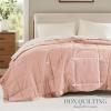 Madison Park Twin Blanket Quilted Microfiber, Satin Binding, 3M Scotchgard Moisture Wicking Treatment, Soft and Lightweight Summer Blanket for Couch, Windom, Twin, Orange(Satin Trim  Blush)