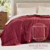 Madison Park Twin Blanket Quilted Microfiber, Satin Binding, 3M Scotchgard Moisture Wicking Treatment, Soft and Lightweight Summer Blanket for Couch, Windom, Twin, Orange(Satin Trim  Burgundy)