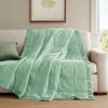 Madison Park Twin Blanket Quilted Microfiber, Satin Binding, 3M Scotchgard Moisture Wicking Treatment, Soft and Lightweight Summer Blanket for Couch, Windom, Twin, Orange(Satin Trim  Seafoam)