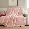 Madison Park Twin Blanket Quilted Microfiber, Satin Binding, 3M Scotchgard Moisture Wicking Treatment, Soft and Lightweight Summer Blanket for Couch, Windom, Twin, Orange(Satin Trim  Blush)