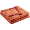 Madison Park Twin Blanket Quilted Microfiber, Satin Binding, 3M Scotchgard Moisture Wicking Treatment, Soft and Lightweight Summer Blanket for Couch, Windom, Twin, Orange(Orange)
