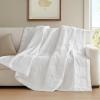 Madison Park Twin Blanket Quilted Microfiber, Satin Binding, 3M Scotchgard Moisture Wicking Treatment, Soft and Lightweight Summer Blanket for Couch, Windom, Twin, Orange(Satin Trim  White)