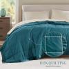 Madison Park Twin Blanket Quilted Microfiber, Satin Binding, 3M Scotchgard Moisture Wicking Treatment, Soft and Lightweight Summer Blanket for Couch, Windom, Twin, Orange(Satin Trim  Teal)