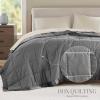 Madison Park Twin Blanket Quilted Microfiber, Satin Binding, 3M Scotchgard Moisture Wicking Treatment, Soft and Lightweight Summer Blanket for Couch, Windom, Twin, Orange(Satin Trim  Charcoal)