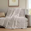 Madison Park Twin Blanket Quilted Microfiber, Satin Binding, 3M Scotchgard Moisture Wicking Treatment, Soft and Lightweight Summer Blanket for Couch, Windom, Twin, Orange(Satin Trim  Warm Grey)