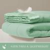 Madison Park Twin Blanket Quilted Microfiber, Satin Binding, 3M Scotchgard Moisture Wicking Treatment, Soft and Lightweight Summer Blanket for Couch, Windom, Twin, Orange(Satin Trim  Seafoam)