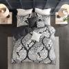 Madison Park Vienna Cotton Poly Blend Duvet Set – Classic Traditional Design, Cozy All Season Comforter Cover, Matching Shams, Decorative Pillows Vienna, Full/Queen(90″x90″), Indigo 6 Piece(Black/White)
