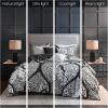 Madison Park Vienna Cotton Poly Blend Duvet Set – Classic Traditional Design, Cozy All Season Comforter Cover, Matching Shams, Decorative Pillows Vienna, Full/Queen(90″x90″), Indigo 6 Piece(Black/White)