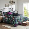 Madison Park Zennia Farmhouse Comforter Set with Throw-Blanket, Floral Print on Seersucker Textures, All Season Bedding, Matching Shams, Toss Pillows, King/Cal King(104″x92″), Blue 7 Piece(Tasha Black)