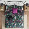 Madison Park Zennia Farmhouse Comforter Set with Throw-Blanket, Floral Print on Seersucker Textures, All Season Bedding, Matching Shams, Toss Pillows, King/Cal King(104″x92″), Blue 7 Piece(Tasha Black)