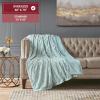 Madison Park Zuri Soft Plush Luxury Oversized Faux Fur Throw Animal Stripes Design, Faux Mink On The Reverse, Modern All Seasons Blanket for Bed, Sofa Couch, Office, Sand, 60×70″(Aqua)