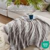 Madison Park Zuri Soft Plush Luxury Oversized Faux Fur Throw Animal Stripes Design, Faux Mink On The Reverse, Modern All Seasons Blanket for Bed, Sofa Couch, Office, Sand, 60×70″(Grey)